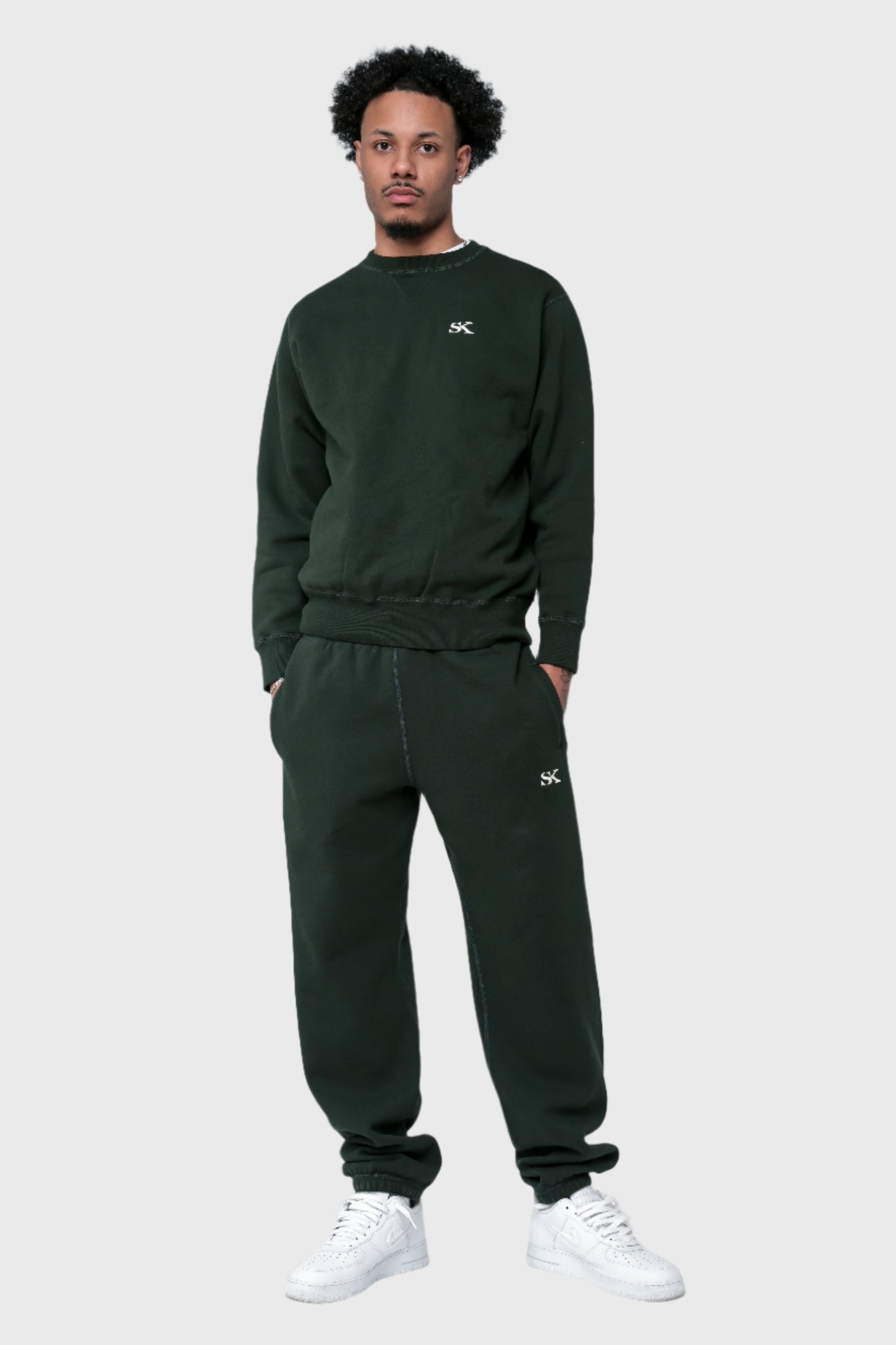 SK Core Fleece Crewneck - Forest Green